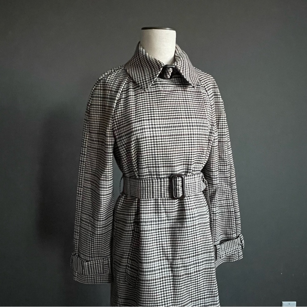 ASOS Houndstooth Check Trench Dress Belted Midi Long Sleeve US 4 - Picture 2 of 11